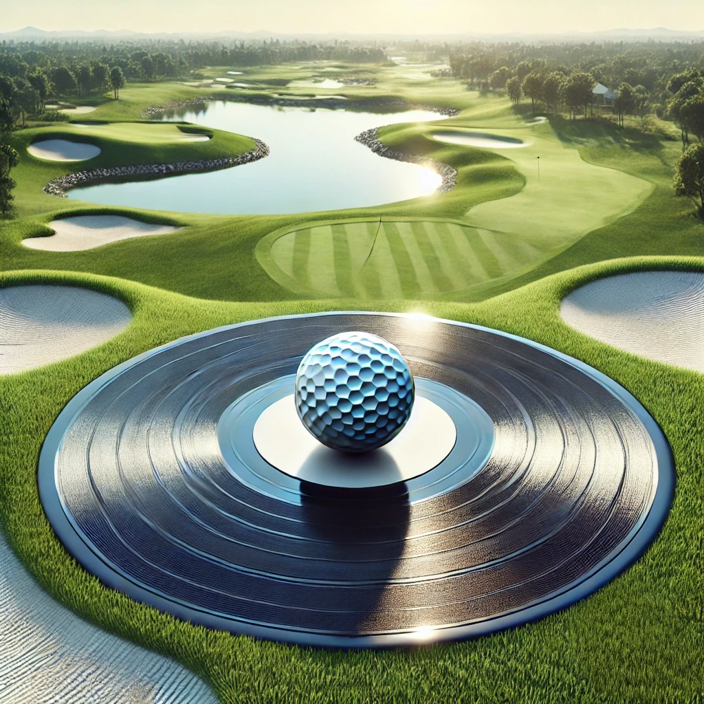 Golf ball on a music record