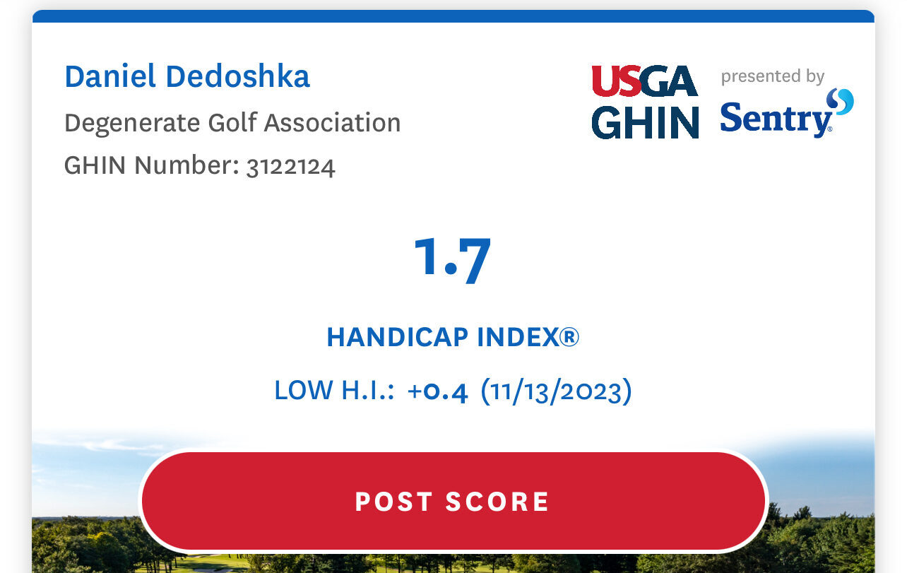 Screenshot of USGA GHIN App